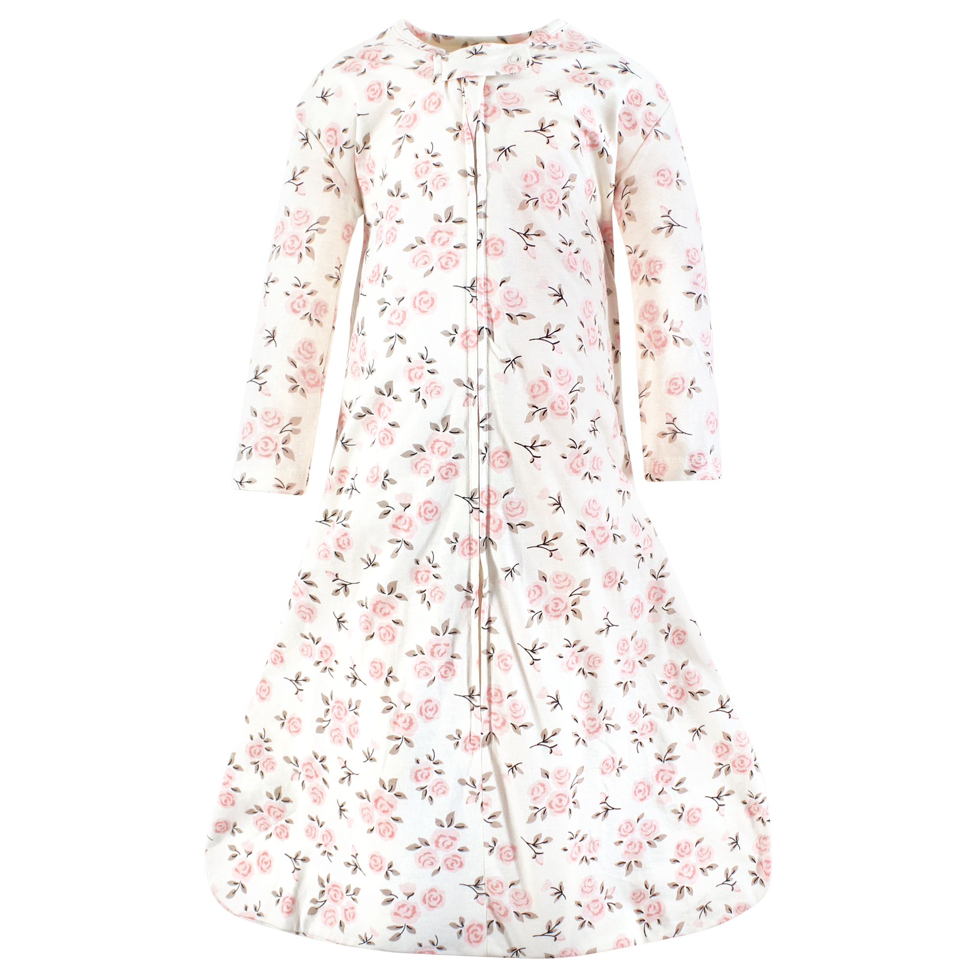 Hudson Baby Infant Girl Long Sleeve Cotton Jersey Sleeping Bag, Neutral Pink Floral, 0-6 Months